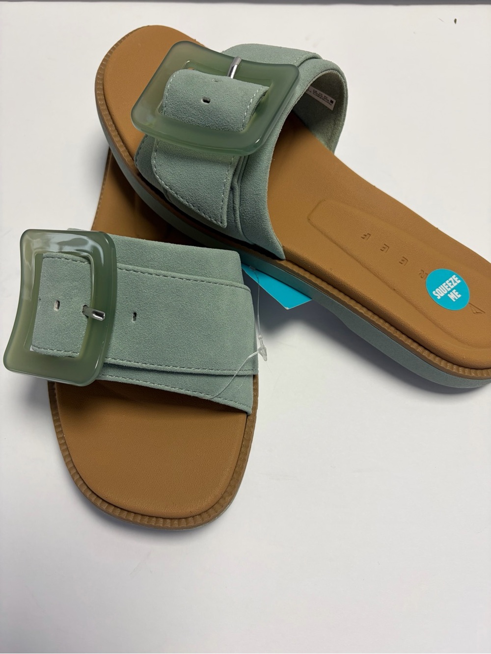 Reef Mint Green Slide Sandals with Tan Footbed - Picture 4 of 9